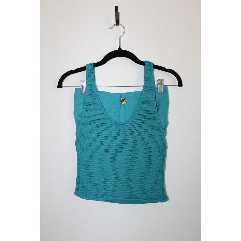 House of Harlow 1960 Teal Knit Tank Top and Linen‎ Blend Shorts Set XS Women's